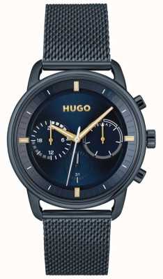 HUGO Männer #ratgeber | blaues Zifferblatt | blaues Mesh-Armband aus Stahl 1530237