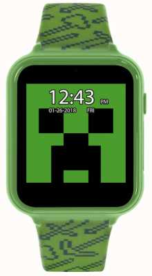 Minecraft Interaktive Uhr mit grünem Silikonarmband (nur auf Englisch). MIN4045ARG