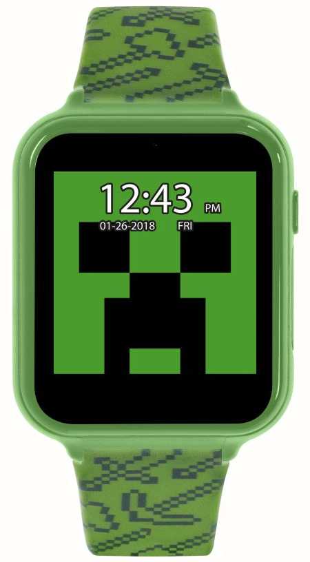 Minecraft Interaktive Uhr Mit Grünem Silikonarmband (nur Auf