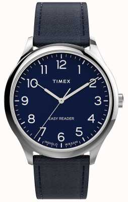 Timex Herren | einfacher Leser | marineblaues Zifferblatt | marineblaues Lederarmband TW2V27900