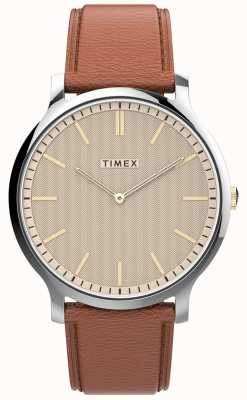 Timex Galerie | beiges Zifferblatt | braunes Lederband TW2V28200