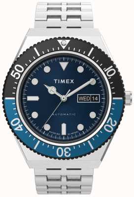 Timex M79 Automatikuhr mit schwarzer und blauer Lünette TW2V25100