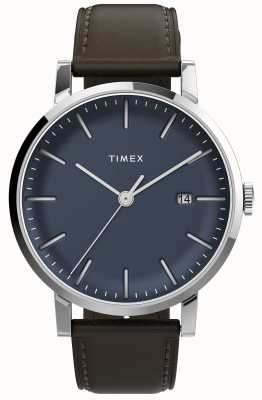 Timex Innenstadt | blaues Zifferblatt | braunes Lederband TW2V36500