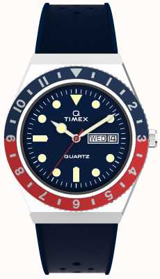 Q Timex zweifarbige Uhr mit roter und blauer Lünette TW2V32100