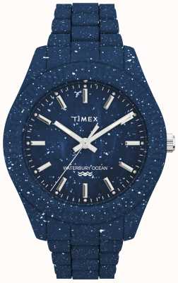 Timex Waterbury Ozean gefleckte blaue Plastikuhr TW2V37400