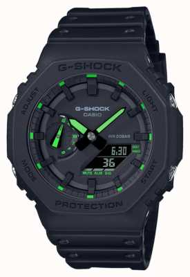 Casio G-Shock 2100 Utility Black Series mit neongrünen Details GA-2100-1A3ER