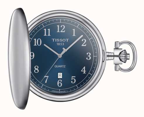 Tissot Savonnette Quarz-Taschenuhr mit blauem Zifferblatt T8624101904200