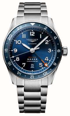 LONGINES Spirit Zulu Time GMT 42 mm blaues Zifferblatt Stahlarmband L38124936