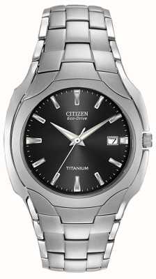 Citizen Eco Drive Titanarmband für Herren, schwarzes Zifferblatt BM7440-51E