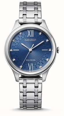 Citizen Damen Eco-Drive Armband wr50 blaues Zifferblatt EM0500-73L