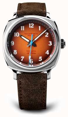 Duckworth Prestex Verimatic | automatisch | orangefarbenes Zifferblatt | braunes Wildlederband D891-05-F