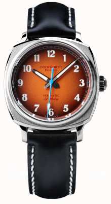 Duckworth Prestex Verimatic | automatisch | orangefarbenes Zifferblatt | schwarzes Lederband D891-05-A