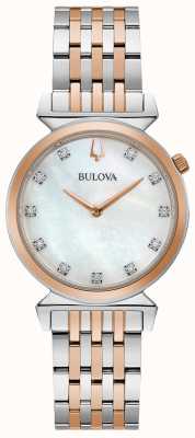 Bulova Regatta-Diamant, 30 mm, zweifarbig, Rosé und Silber 98P192