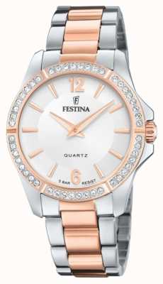 Festina Damen rose-pltd. Uhr mit cz-Set und Stahlarmband F20595/1