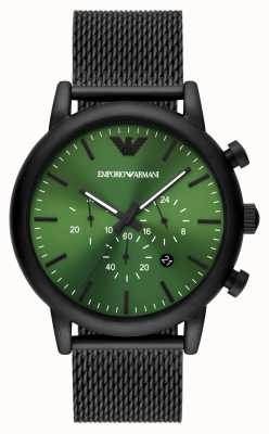 Emporio Armani Herren | grünes Zifferblatt | schwarzes Mesh-Armband aus Stahl AR11470