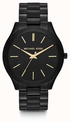Michael Kors Schlanke Runway-Armbanduhr aus schwarzem, einfarbigem Edelstahl MK3221