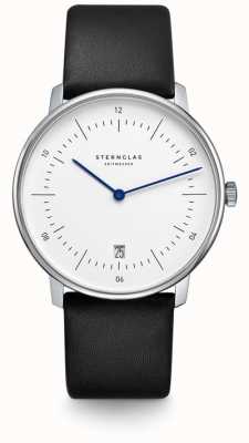 STERNGLAS Naos für Herren | weißes Zifferblatt | schwarzes Lederband S01-NA01-PR07