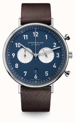 STERNGLAS Chrono 43mm Quarz nachtblau / braunes Leder S01-CH06-VI11