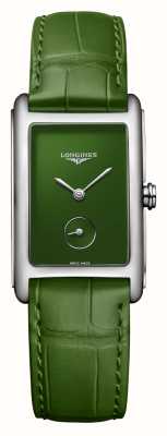 LONGINES Dolcevita Uhr mit grünem Zifferblatt und grünem Lederarmband L55124602