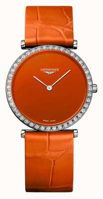LONGINES La Grande Classique de Longines orangefarbenes Zifferblatt Diamantlünette L45230922
