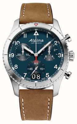 Alpina Starter-Pilot | Chronograph | blaues Zifferblatt | braunes Leder AL-372NW4S26