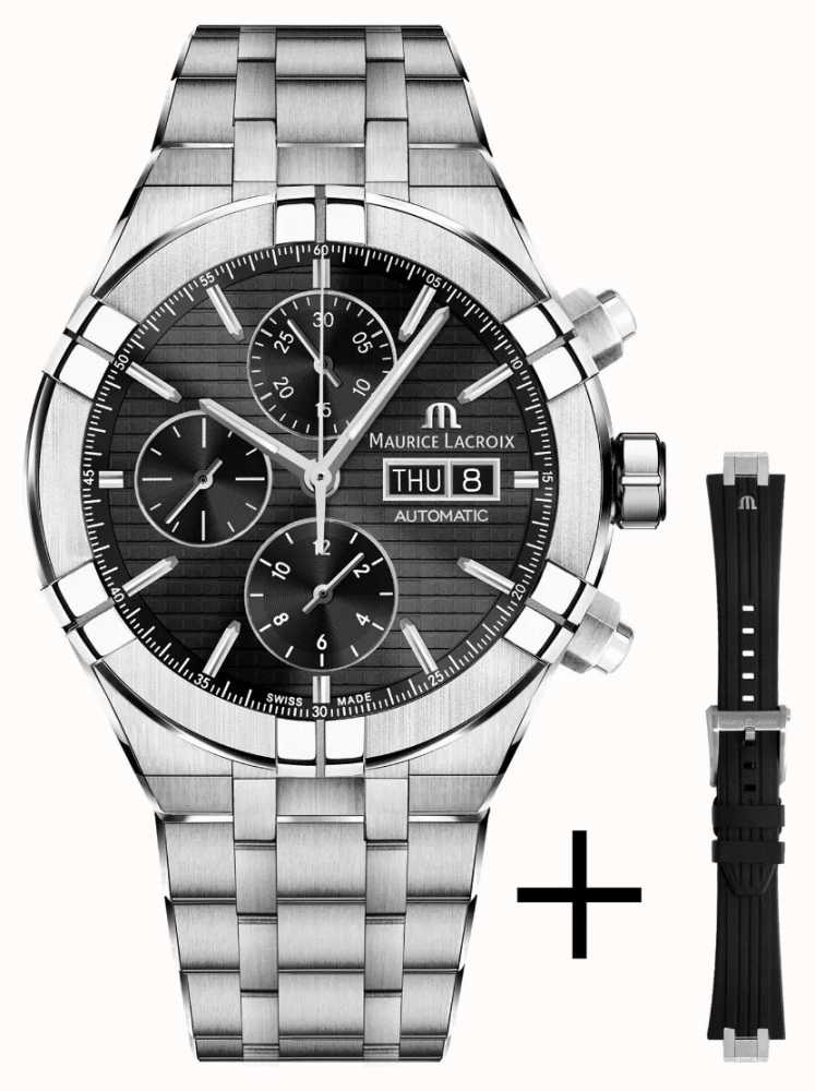Watches™ Aikon Tag/Datum Schwarzes (44 Class Lacroix AI6038-SS00F-330-A Maurice First DEU Mm), Automatik-Chronograph -