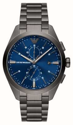 Emporio Armani Herren | blaues Chronographenzifferblatt | Armband aus brüniertem Edelstahl AR11481