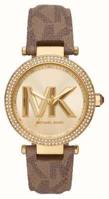 Michael Kors Uhr mit goldfarbener Lünette von Parker mit Kristallen MK2973