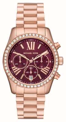Michael Kors Lexington Uhr mit roségoldfarbenem, burgunderfarbenem Zifferblatt MK7275